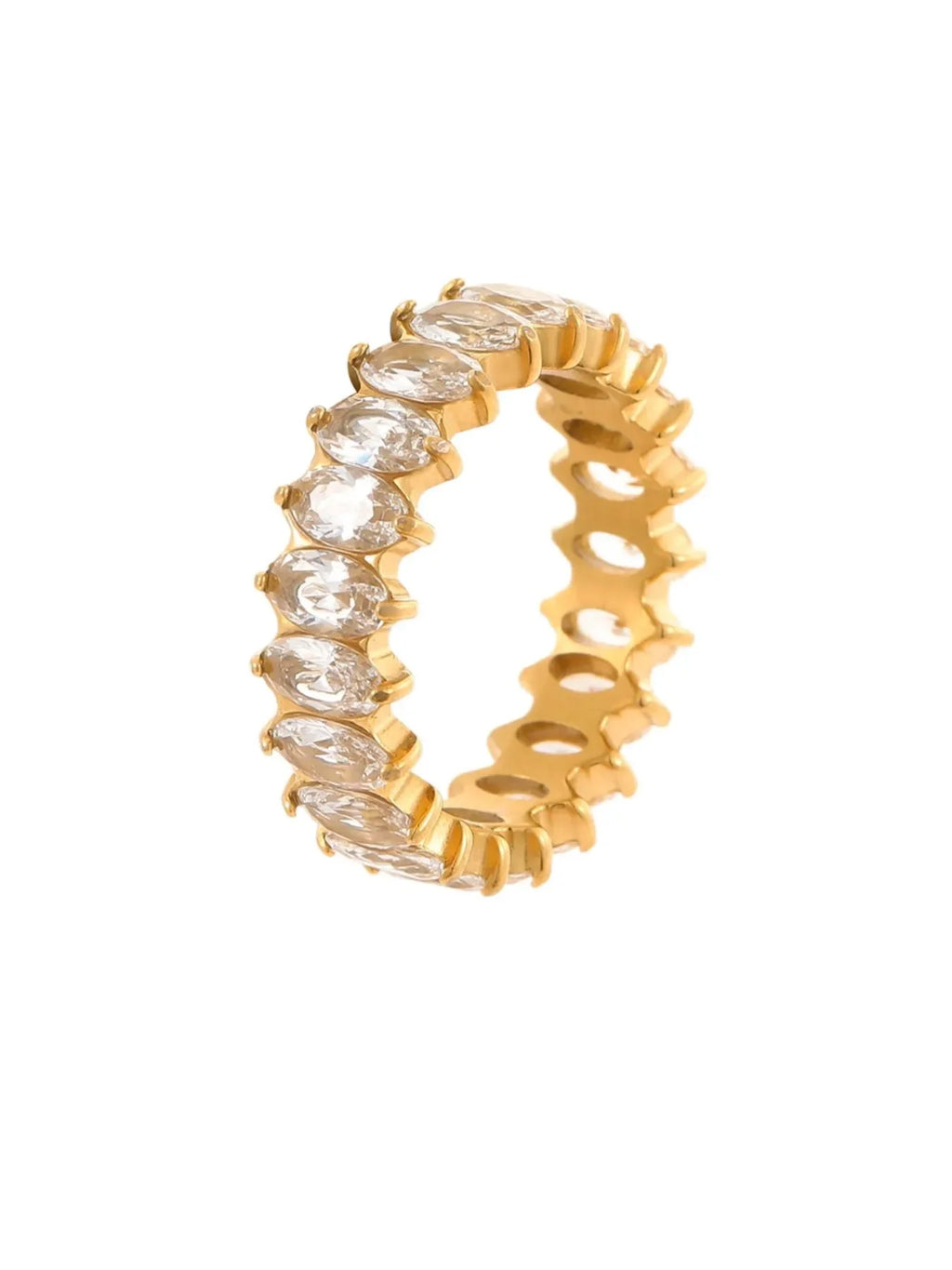 18K Gold-Plated Stainless Steel Zircon Ring - Premium Minimalist Jewelry - MINIMAL
