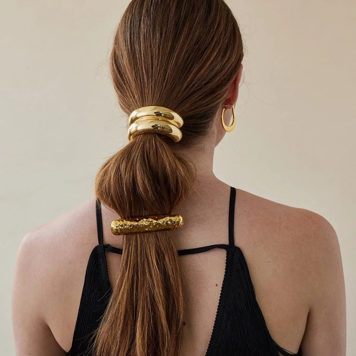 18K gold double-layer all-match hair clip – Gold finish, titanium steel with PVD gold plating, MINIMAL

