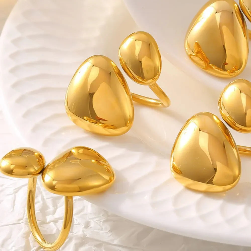 18K Gold-Plated Irregular Bypass Ring - Premium Minimalist Jewelry - MINIMAL