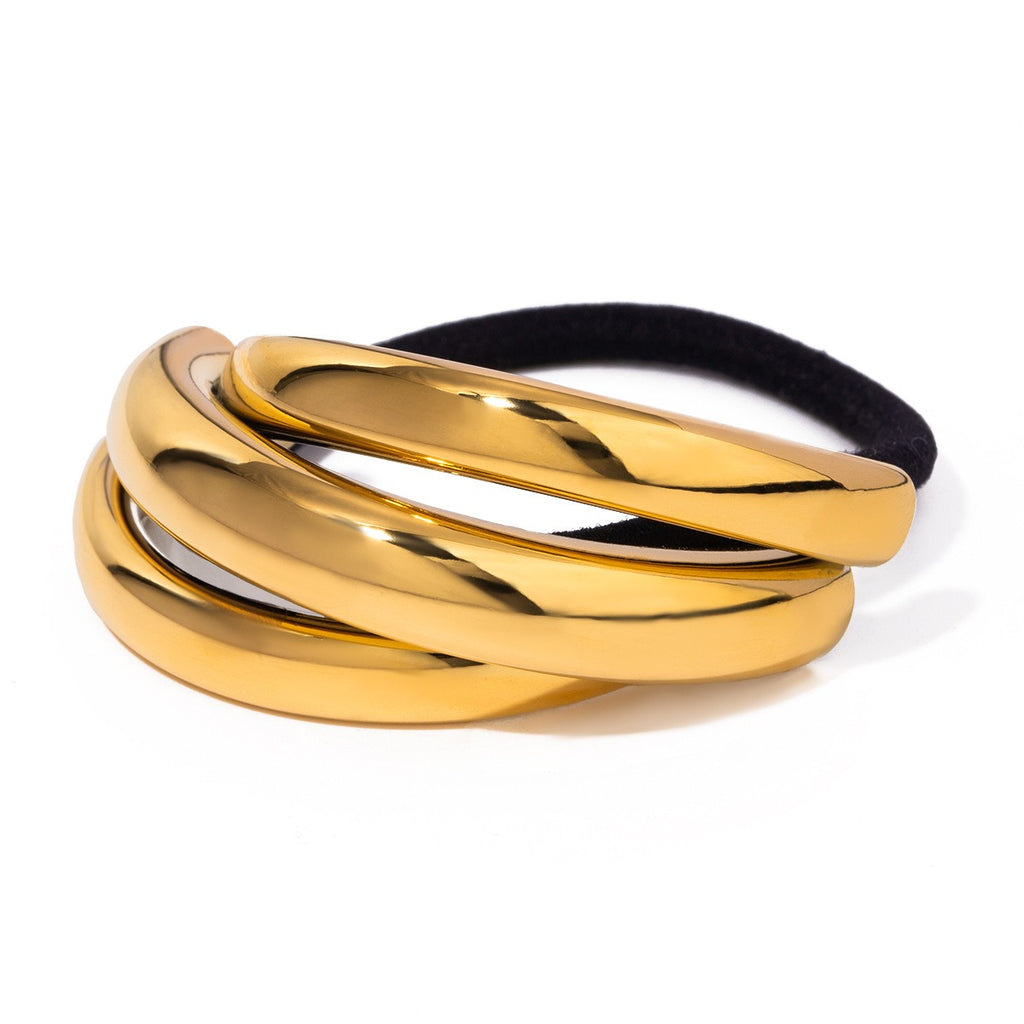 18K gold multi-layer C-shaped gap hair clip, open negative space design, titanium steel with PVD gold plating, MINIMAL