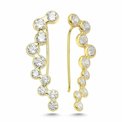 Silver Diamond Bubble Ear Cuffs & Climber Earrings.