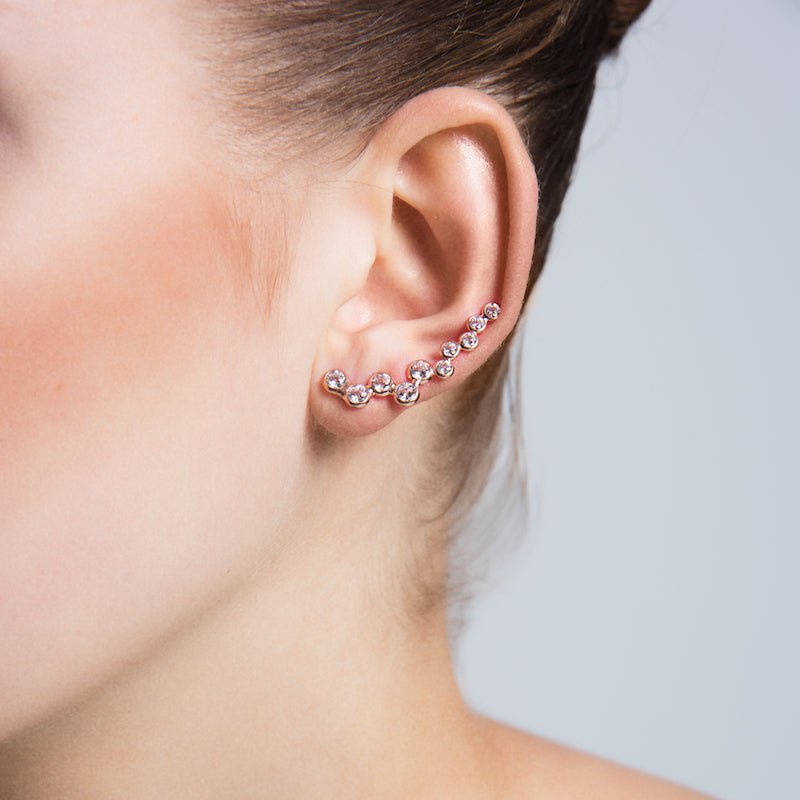 Silver Diamond Bubble Ear Cuffs & Climber Earrings.