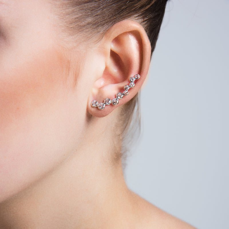 Silver Diamond Bubble Ear Cuffs & Climber Earrings.