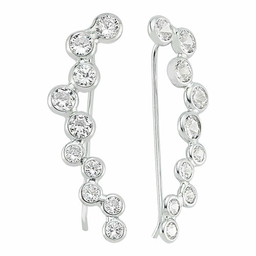 Silver Diamond Bubble Ear Cuffs & Climber Earrings.